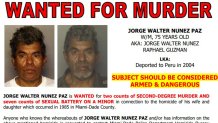 Jorge Walter Nunez Paz's wanted flyer