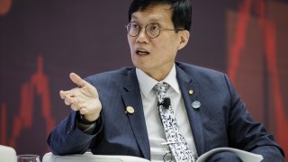 Rhee Chang-yong, governor of the Bank of Korea, at an event during the spring meetings of the International Monetary Fund (IMF) and World Bank in Washington, DC, US, on Friday, April 14, 2023.