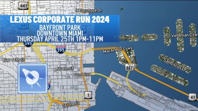 A look at street closures in Downtown Miami for Lexus Corporate Run