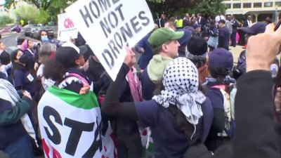 Pro-Palestinian protesters gather outside White House correspondents' dinner