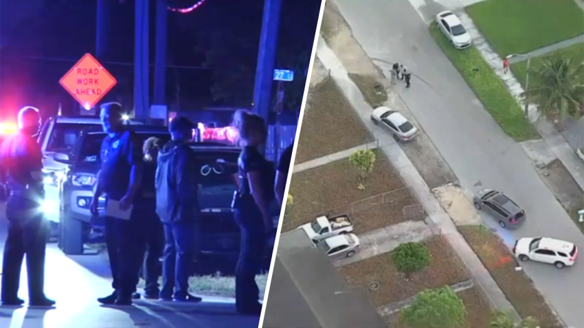 One person was killed and three were taken into custody after a shootout involving a group of suspects who opened fire on police officers and federal agents in a Miami Gardens neighborhood.