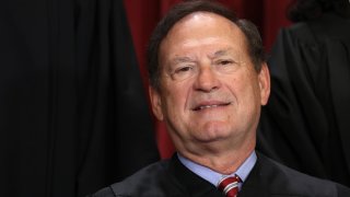 United States Supreme Court Associate Justice Samuel Alito poses for an official portrait at the East Conference Room of the Supreme Court building on October 7, 2022 in Washington, DC.