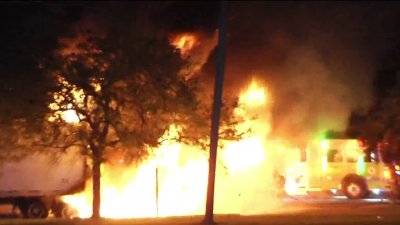 Video shows semi-truck burst into flames near gas station on Krome Avenue