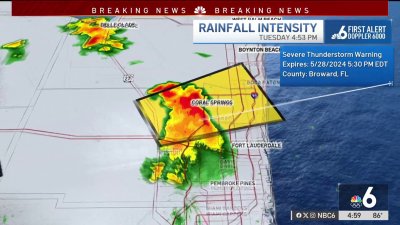 Severe thunderstorm warning issued for parts of Broward