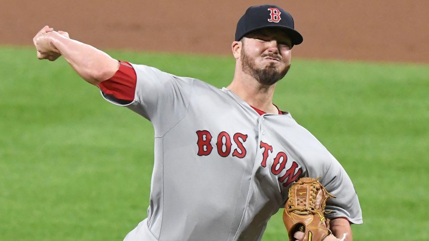 BALTIMORE, MD – SEPTEMBER 20:  Austin Maddox #71 of the Boston Red Sox pitches during a baseball game against the Baltimore Orioles at Oriole Park at Camden Yards on September 20, 2017 in Baltimore, Maryland.  The Red Sox won 9-0.  (Photo by Mitchell Layton/Getty Images)