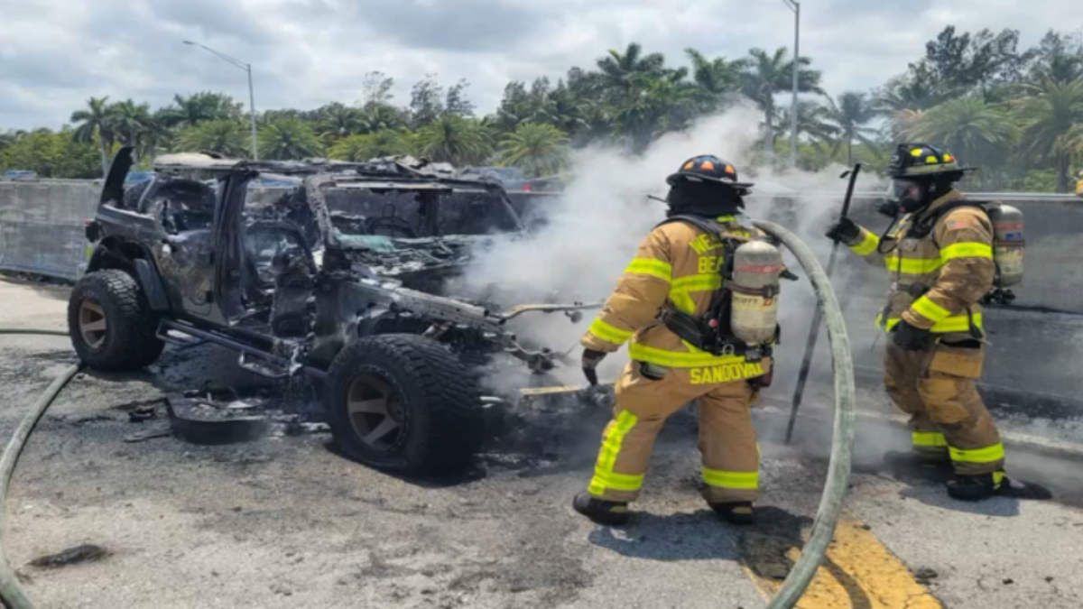 I-95 Jeep on fire: Woman jumps from burning SUV in West Palm Beach ...