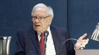 Warren Buffett speaks during the Berkshire Hathaway Annual Shareholders Meeting in Omaha, Nebraska, May 4, 2024.