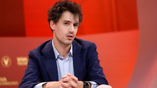 French founder of artificial intelligence startup Mistral AI, Arthur Mensch, attends the Viva Technology show at Parc des Expositions Porte de Versailles in Paris, France, on May 22, 2024.
