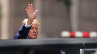 Republican presidential candidate and former U.S. President Donald Trump gestures outside Trump Tower, the day after a guilty verdict in his criminal trial over charges that he falsified business records to conceal money paid to silence porn star Stormy Daniels in 2016, in New York City, U.S., May 31, 2024. 