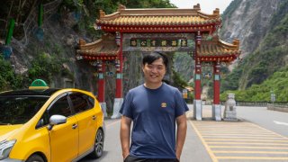 Tour guide Liang Shiun-chu is driving a taxi to make ends meet. “Since the earthquake, all our bookings were canceled.”