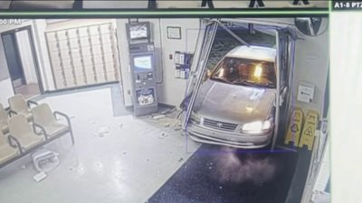 Video shows naked man crash car into Florida jail
