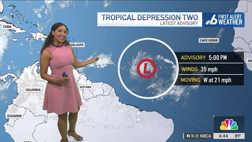 Tropical Depression Two forms in the Atlantic