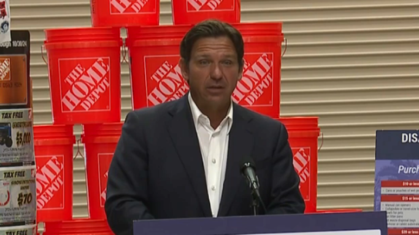 Gov. Ron DeSantis held a news conference about hurricane preparedness in the state of Florida, including the tax-free holiday and preparations for disaster response on Tuesday in Fort Myers, Florida.