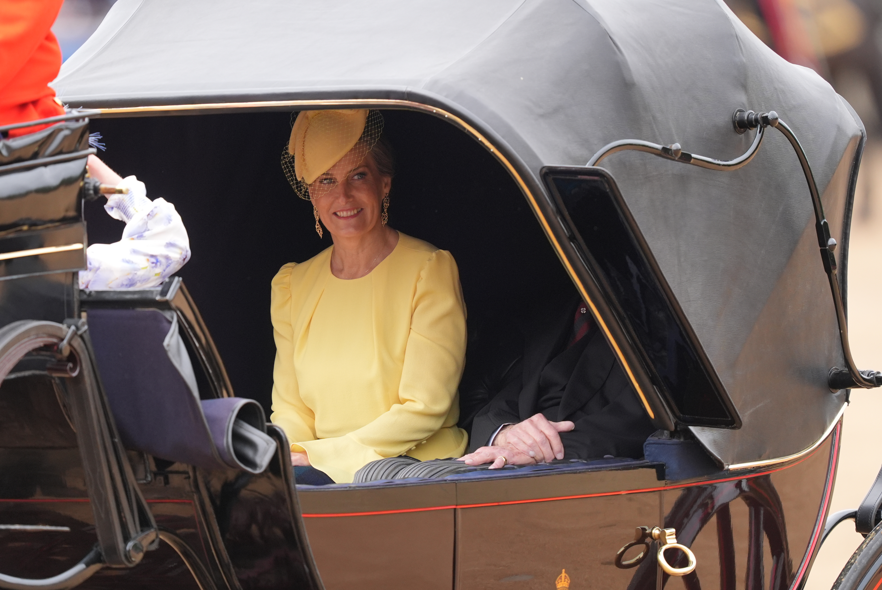 The Duchess of Edinburgh travels by carriage to the Trooping the Colour ceremony at Horse Guards Parade, central London, as King Charles III celebrates his official birthday. Picture date: Saturday June 15, 2024.