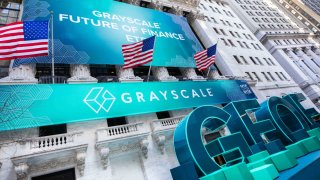 Grayscale Investments at the NYSE, April 18, 2022.