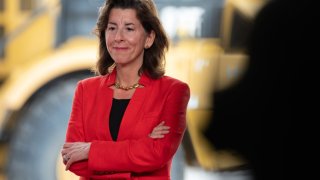 Gina Raimondo, U.S. secretary of commerce, during a “First Tool-In” ceremony at the Taiwan Semiconductor Manufacturing Co. facility under construction in Phoenix, Arizona, on Tuesday, Dec. 6, 2022.