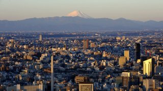 Japan’s Mount Fuji seen in the Tokyo’s horizon on January 1, 2011.