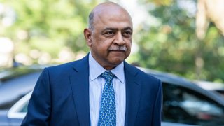 Arvind Krishna, CEO of IBM, arrives for the Inaugural AI Insight Forum in Russell Building on Capitol Hill, on Wednesday, September 13, 2023.