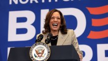 U.S. Vice President Kamala Harris campaigns at Westover High School in Fayetteville, North Carolina, U.S., July 18, 2024. 