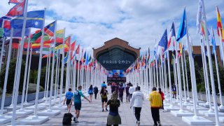 Exterior view of a restaurant in the Olympic Village