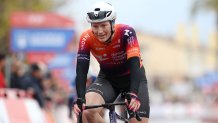 MONCOFAR, SPAIN - APRIL 29: Lily Williams of The United States and Team Human Powered Health crosses the finish line during the 10th La Vuelta Femenina 2024, Stage 2 a 118.3km stage from Bunol to Moncofar / #UCIWWT / on April 29, 2024 in Moncofar, Spain.  (Photo by Alex Broadway/Getty Images)