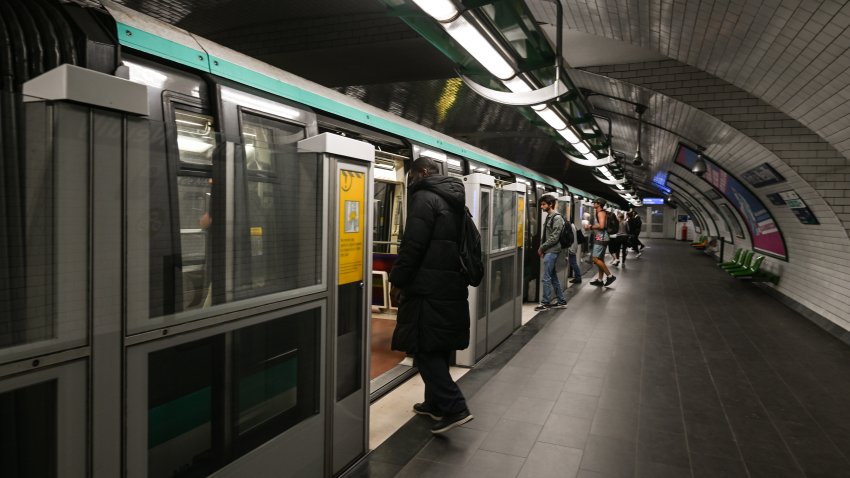 Person boards train