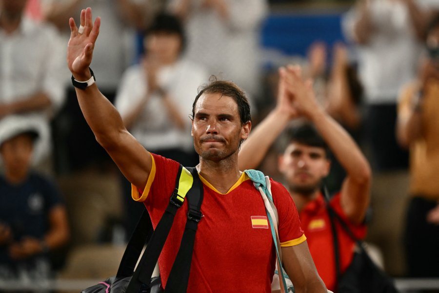 Rafael Nadal waves goodbye