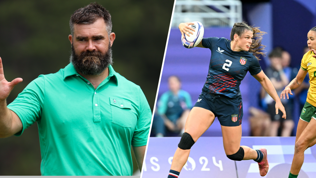 Jason Kelce recruited by rugby star Ilona Maher as the US Olympic women's team's super fan