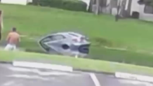 Video showed a car that went into water in Sunrise.