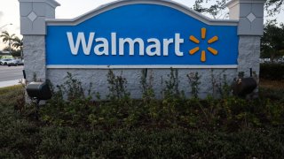 Walmart logo is seen at store in Miami, United States on May 2, 2024. 