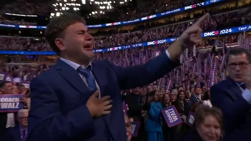 Tim Walz's son emotional in audience at DNC during his dad's powerful speech