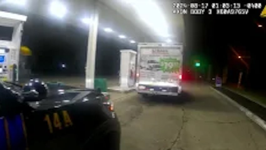 Video released by the Akron Police Department shows officers confront a man suspected of stealing a U-Haul and the moments before he was fatally shot.