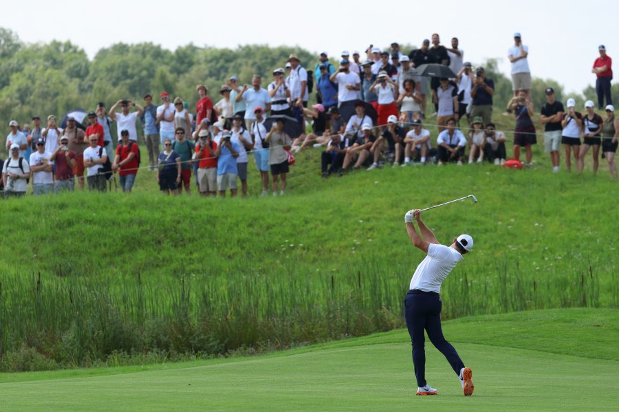 Rory McIlroy competes in round 2 of the men's golf individual stroke play