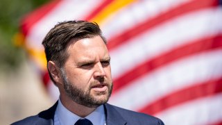 KENOSHA, WISCONSIN - AUGUST 20: Republican vice presidential candidate, U.S. Sen. J.D. Vance (R-OH) addresses the audience at a campaign rally on August 20, 2024 in Kenosha, Wisconsin. Vance is campaigning in several battleground states as part of his campaign efforts.