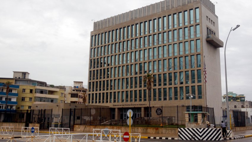 HAVANA, CUBA – SEPTEMBER 29: General view of the US Embassy in Cuba after the US government pulled more than half of its diplomatic personnel out of Cuba who suffered health problems due to an alleged sonic attack on September 29, 2017 in Havana, Cuba. (Photo by Ernesto Mastrascusa/Getty Images)