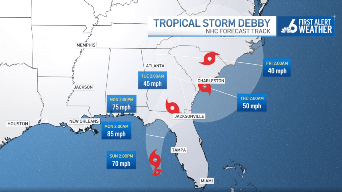 Hurricane Debby expected to strengthen rapidly near Florida – NBC 6 ...