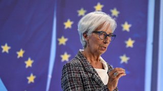 European Central Bank (ECB) President Christine Lagarde addresses a press conference on the Eurozone’s monetary policy, at the central bank’s headquarters in Frankfurt am Main, western Germany, on July 18, 2024. 