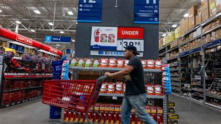 People shop at a home improvement store on August 14, 2024, in New York City. 