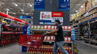 People shop at a home improvement store on August 14, 2024, in New York City.