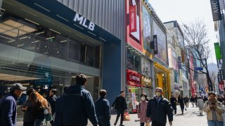 A MLB store in the Myeongdong shopping district in Seoul, South Korea, on Saturday, March 9, 2024.