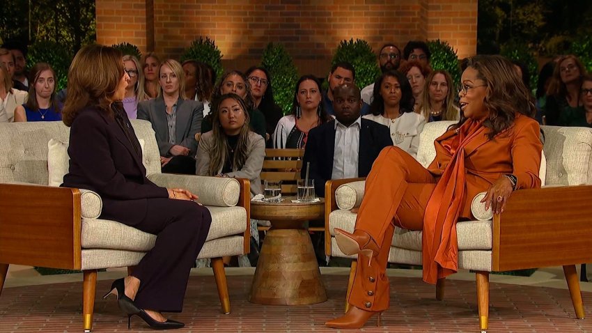 Kamala Harris sits with Oprah