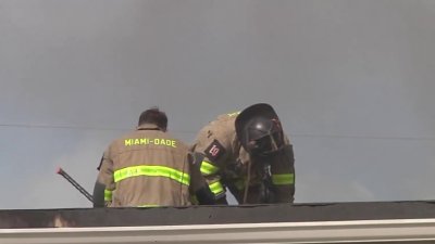 Firefighter hurt while battling storage facility fire in Miami Gardens