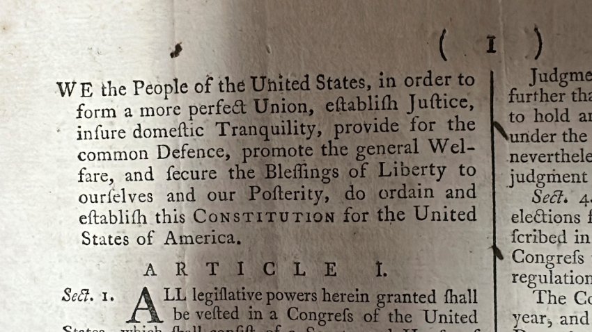 Part of an 1787 copy of the U.S. Constitution