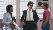 MIAMI VICE – Pictured: Philip Michael Thomas as Det. Ricardo “Rico” Tubbs, Edward James Olmos as Lt. Martin Castillo, Don Johnson as Det. James “Sonny” Crockett – Photo by: NBCU Photo Bank