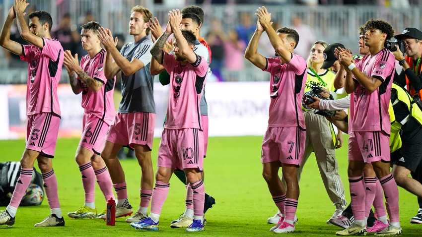 FORT LAUDERDALE, FLORIDA – MARCH 02: Lionel Messi #10 of Inter Miami CF applaud the fans after defeating the Orlando City SC 5-0 at Chase Stadium on March 02, 2024 in Fort Lauderdale, Florida. (Photo by Rich Storry/Getty Images)