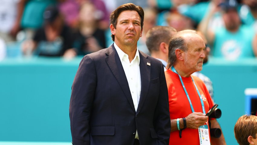 MIAMI GARDENS, FLORIDA – SEPTEMBER 08: Ron DeSantis, governor of Florida, looks on prior to a game between the Jacksonville Jaguars and Miami Dolphins at Hard Rock Stadium on September 08, 2024 in Miami Gardens, Florida. (Photo by Megan Briggs/Getty Images)