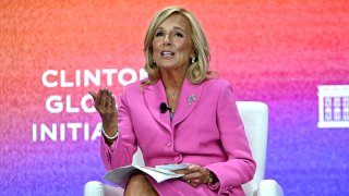 First lady Jill Biden speaks at the Clinton Global Initiative annual meeting in New York City on Sept. 23, 2024.