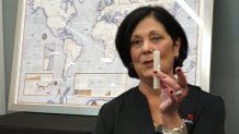 Grace Padron holding a subsea cable