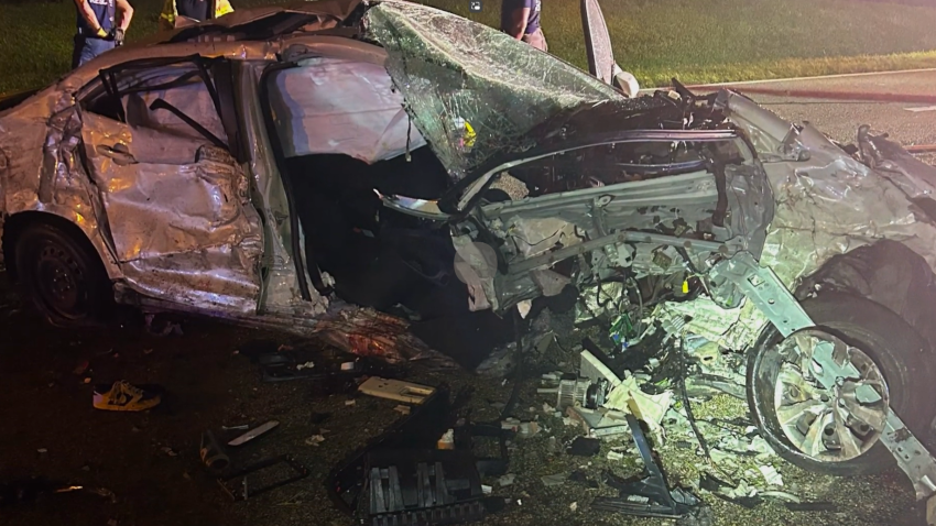 One person lost a leg and two others were hurt in a violent crash in Deerfield Beach on Friday night. 