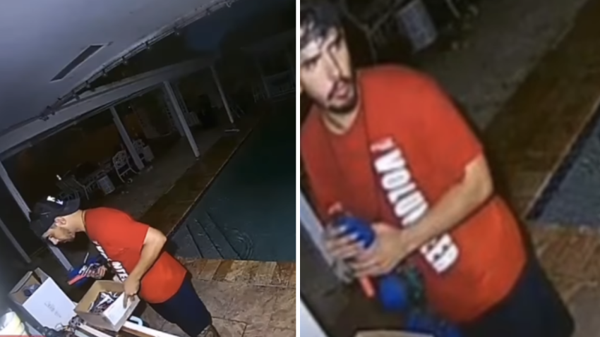 Police are asking for the public’s help finding a burglar who was caught on camera rummaging through boxes outside a Miami Springs home.